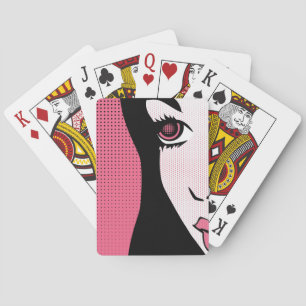 Jeu De Cartes Art Pop Moderne de Bande Dessinée du Visage de Fem