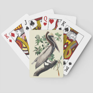 Jeu De Cartes Art Vintage Audubon Pélican Brun Oiseau de Rivage