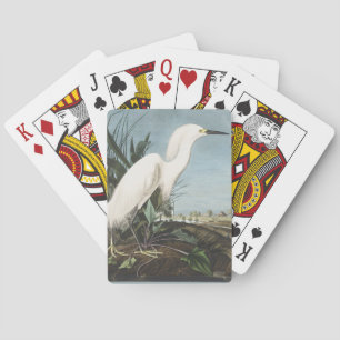Jeu De Cartes Art vintage d'Audubon représentant un héron neigeu
