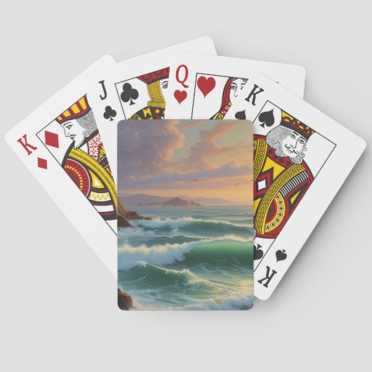 Jeu De Cartes Artwork de peinture de paysage marin Sunset Ocean (dos)