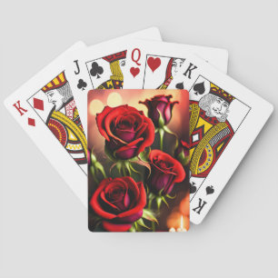 Jeu De Cartes Artwork numérique Fleurs de rose rouge-58567