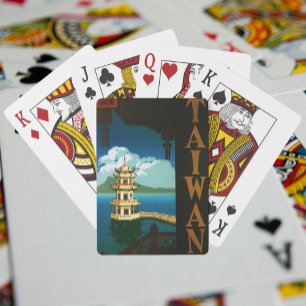 Jeu De Cartes Asie Vintage voyage, Taïwan Pagoda Tour Tirée