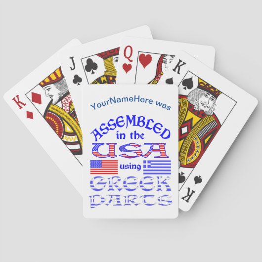 Jeu De Cartes Assemblé aux États-Unis à l'aide de pièces grecque (dos)