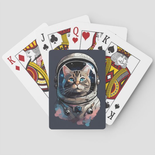 Jeu De Cartes Astronaut Chat Dans L'Espace Aquarelle Art (dos)