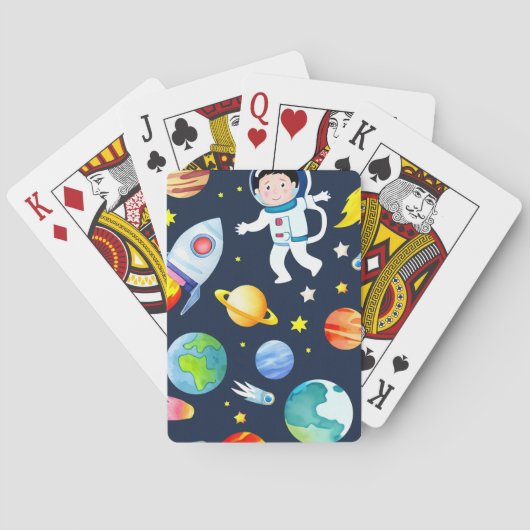 Jeu De Cartes Astronaut in Space Planets and Rockets Pattern (dos)