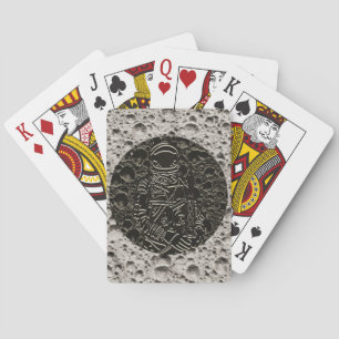 Jeu De Cartes Astronaute sur la Lune Espace Noir & Gris