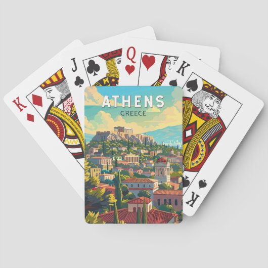 Jeu De Cartes Athens Grèce Travel Art Vintage (dos)
