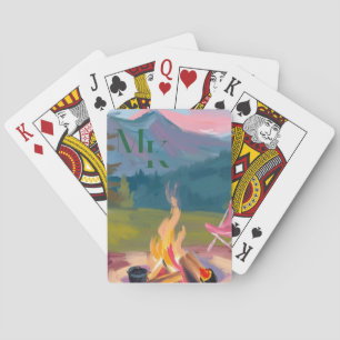 Jeu De Cartes Au Bord Du Feu De Campagne