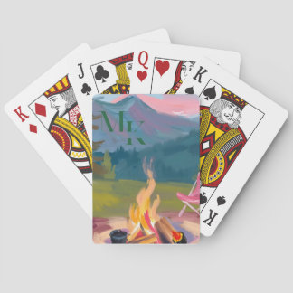 Jeu De Cartes Au Bord Du Feu De Campagne