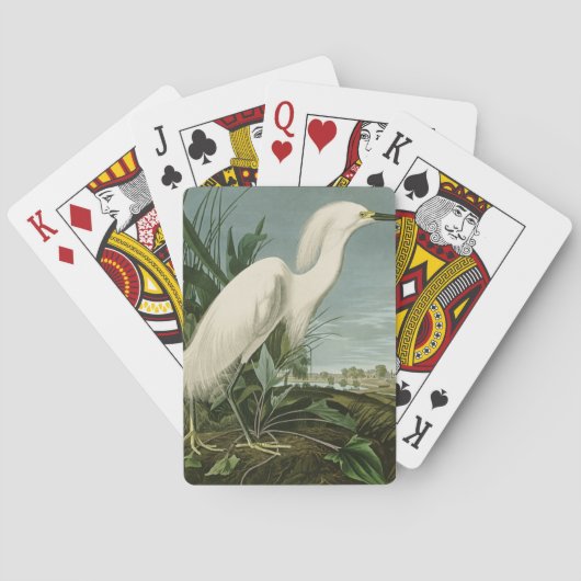 Jeu De Cartes Audubon Héron de neige Oiseaux d'aigrettes blanche (dos)