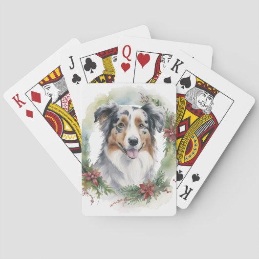 Jeu De Cartes Australian Shepherd Christmas Wreath Festive Pup (dos)