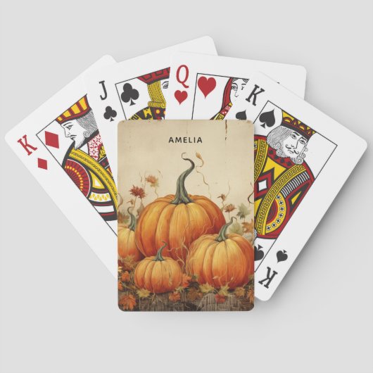 Jeu De Cartes Automne Rustique Orange Citrouille (dos)