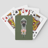 Jeu De Cartes Autruche Rose Fleurs Vert Olive Art Déco (dos)
