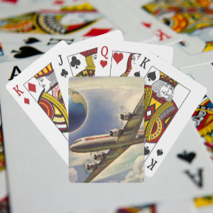 Jeu De Cartes Avion vintage volant autour du monde dans les nuag