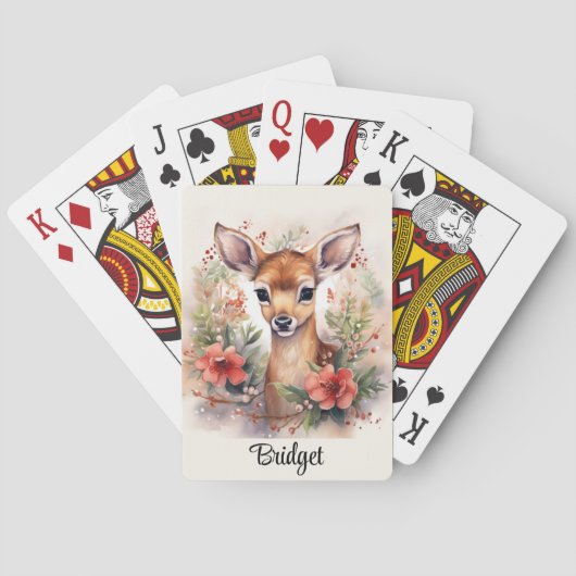 Jeu De Cartes Baby Reindeer Fawn Ajouter Nom Cadeau de Noël (dos)
