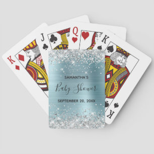 Jeu De Cartes Baby shower bleu Parties scintillant argent Favori
