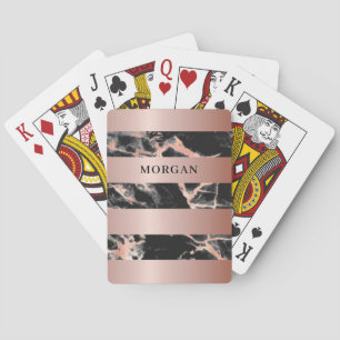 Jeu De Cartes Bagues en or rose, Marbre noir et or rose, Nom