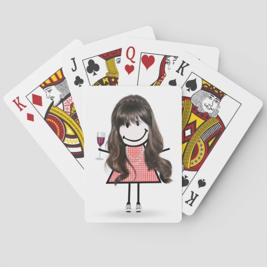 Jeu De Cartes Baguette Figure Girl avec Verre à Vin (dos)