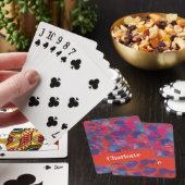 Jeu De Cartes Bain Abstrait rouge, bleu et rose (In Situ)