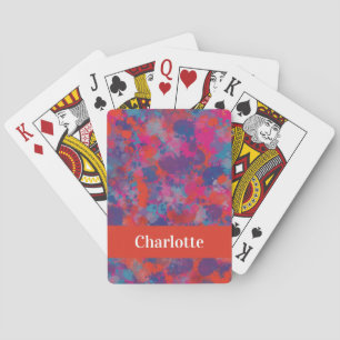 Jeu De Cartes Bain Abstrait rouge, bleu et rose