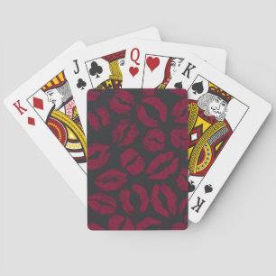 Jeu De Cartes Baisers en bâton à lèvres : empreintes rouges fonc