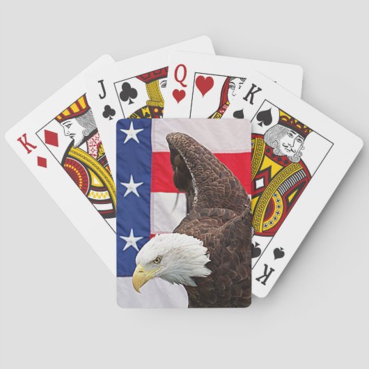 Jeu De Cartes Bald Eagle avec le drapeau américain (dos)