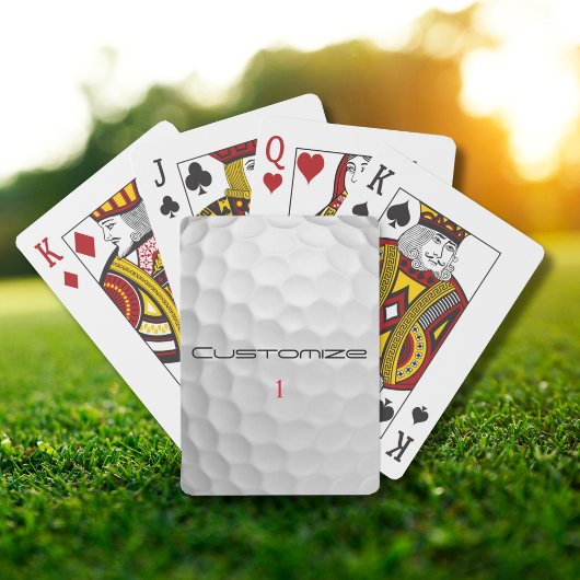 Jeu De Cartes Balle de golf blanche texturée avec nom et numéro 