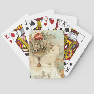 Jeu De Cartes Ballon à Air Chaud Pivoine Vintage Carte Antique