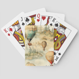 Jeu De Cartes Balloon vintage à air chaud dans un paysage serein