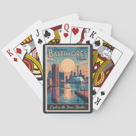 Jeu De Cartes Baltimore Maryland Skyline Travel Art Vintage (dos)