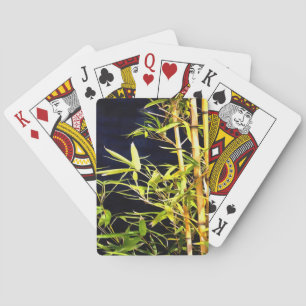 Jeu De Cartes Bambou Foliage Art Tropical Sur Noir