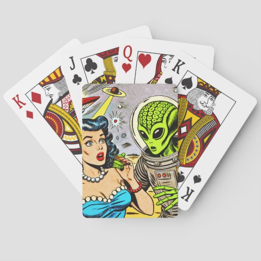 Jeu De Cartes Bande dessinée de science fiction Alien rétro (dos)