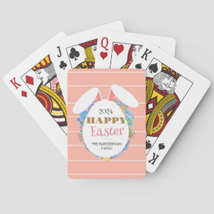 Jeu De Cartes Bande Florale Simple Élégante Famille de lapin de