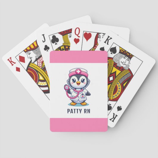 Jeu De Cartes Bande stéthoscopique rose Infirmier pinguin mignon (dos)