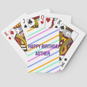 Jeu De Cartes Bandes colorées joyeux anniversaire ajouter nom ch