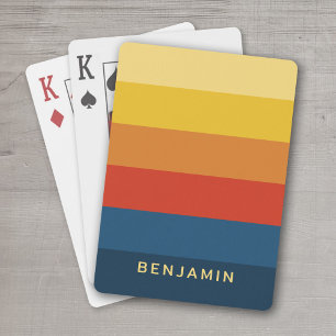 Jeu De Cartes Bandes de coucher de soleil rétroactives avec nom 