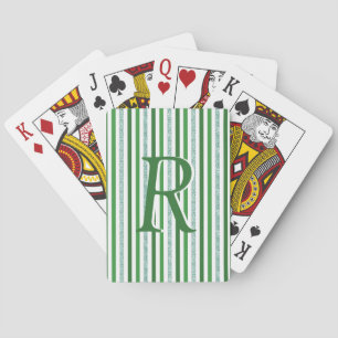 Jeu De Cartes Bandes de Parties scintillant argent vert Monogram