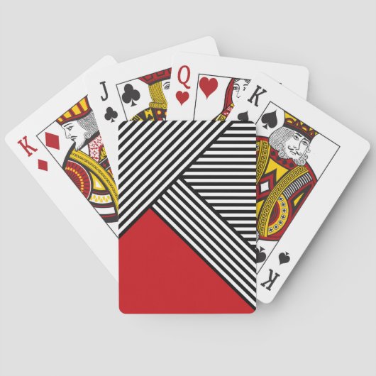 Jeu De Cartes Bandes noires et blanches avec triangle rouge (dos)