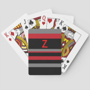 Jeu De Cartes Bandes rouges et noires avec initiales