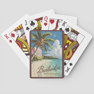 Jeu De Cartes Barbados Art de Voyage peint Vintage