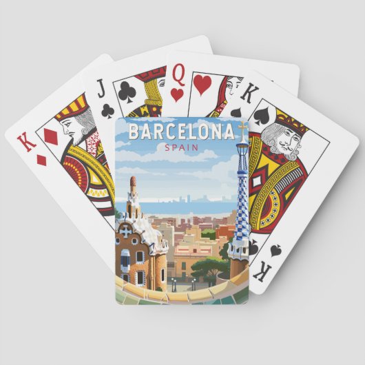 Jeu De Cartes Barcelone Espagne Travel Art Vintage (dos)