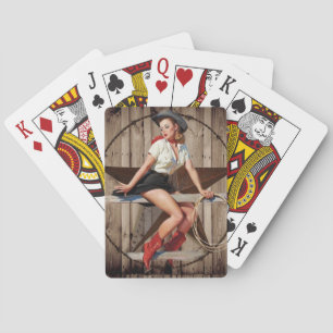Jeu De Cartes Barre Wood Texas Star pays occidental Cowgirl
