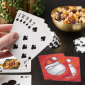 Jeu De Cartes Baseball avec Santa Hat sur Rouge (In Situ)