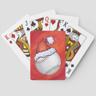 Jeu De Cartes Baseball avec Santa Hat sur Rouge