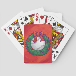 Jeu De Cartes Baseball dans une couronne sur fond rouge
