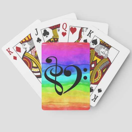 Jeu De Cartes Basse Clé Treble Clé Coeur Arc-en-ciel Aquarelle (dos)
