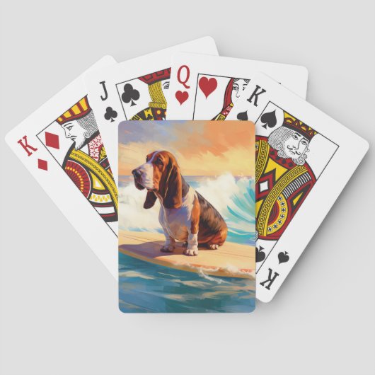 Jeu De Cartes Basset Hound Beach Surf Peinture (dos)