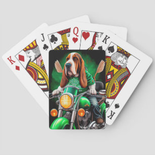 Jeu De Cartes Basset Hound Chien conduisant vélo St. Patrick's D