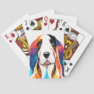 Jeu De Cartes Basset Hound Chien Nature sauvage Animal Peinture 