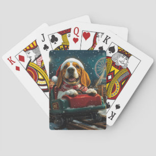Jeu De Cartes Basset Hound Dog Roller Dessous de verre Noël
